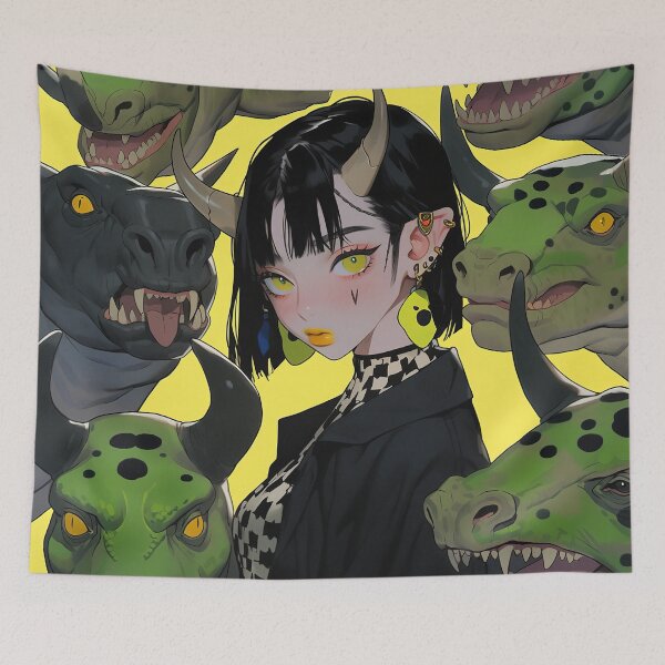 Item preview, Edgy Anime Girl with Reptile Horde designed and sold by bubblegoth.