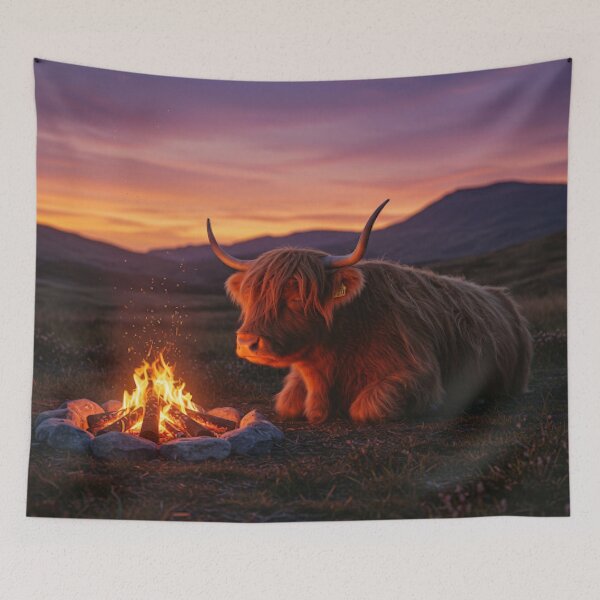 Item preview, Highland cow camp fire  designed and sold by Md1982.