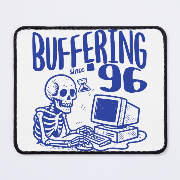 Artikelvorschau, Puffern seit 96 – Retro-Programmierer-Witz-Design entworfen und verkauft von Honominu.
