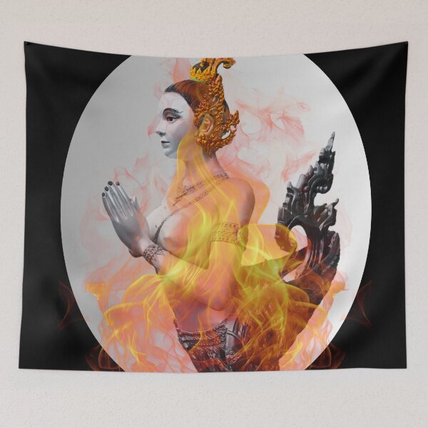 Item preview, Flaming Kinnaree in B&W designed and sold by Linklandiya.