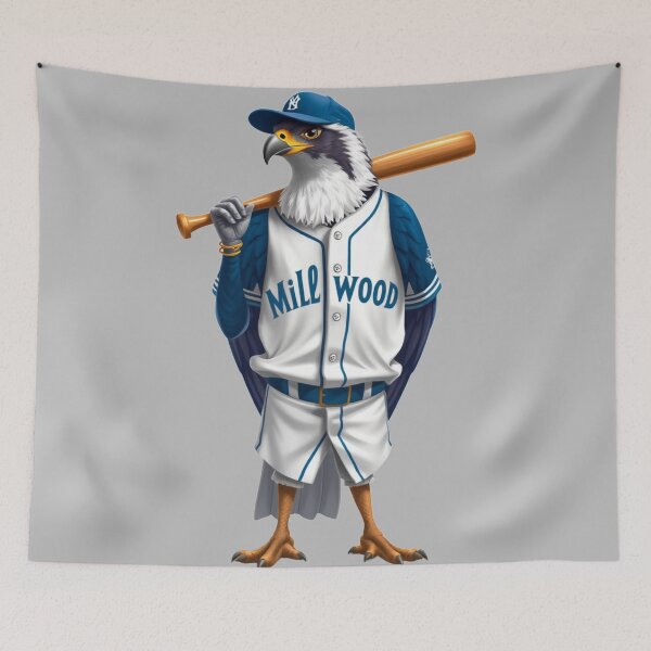 Item preview, Mill Wood Eagle Baseball Player Mascot Illustration designed and sold by UnboxedZone.
