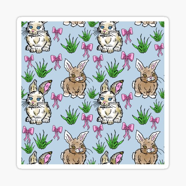 Item preview, Quirky Cute hand drawn watercolour bunnies and bows pattern illustration designed and sold by RoseWolfGifts.