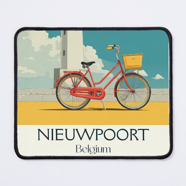 Item preview, Nieuwpoort Poster – Seaside Lighthouse & Vintage Bicycle designed and sold by TuncGK.