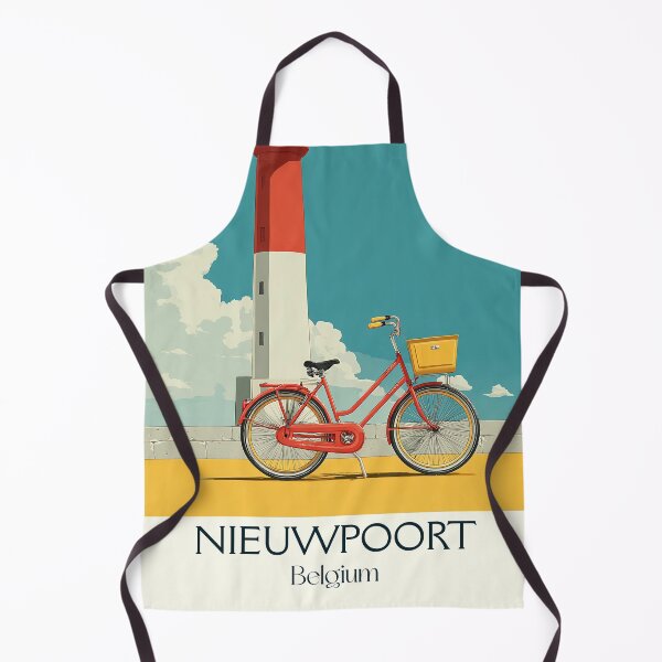 Item preview, Nieuwpoort Poster – Seaside Lighthouse & Vintage Bicycle designed and sold by TuncGK.