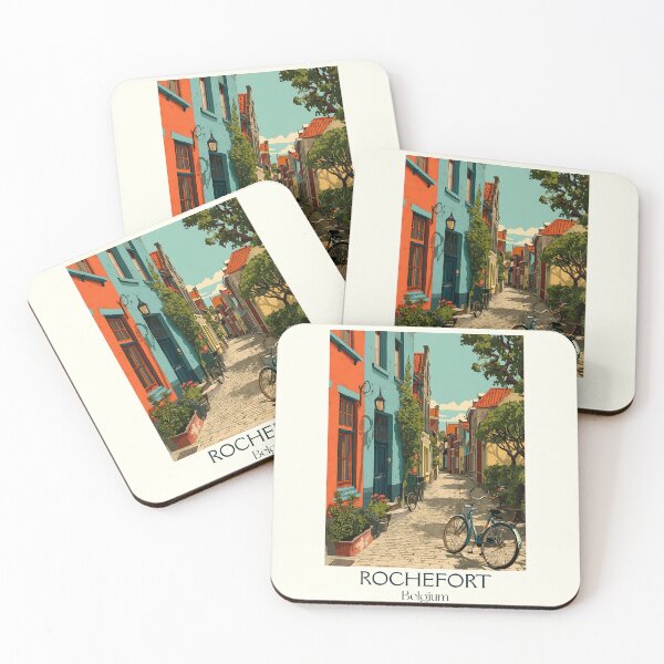Item preview, Rochefort Poster – Colorful Alleyway with Bicycle & Flowers designed and sold by TuncGK.