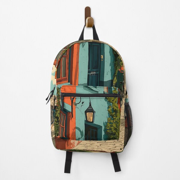 Item preview, Rochefort Poster – Colorful Alleyway with Bicycle & Flowers designed and sold by TuncGK.