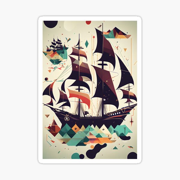 Item preview, Abstract Pirate Ship Adventure designed and sold by ShadowAndSlate.