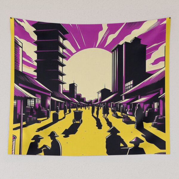 Item preview, Harare City Comic Style Graphic – Bold Purple and Yellow Minimalist Design for Travel & Urban Streetwear Lovers designed and sold by knalpot-design.