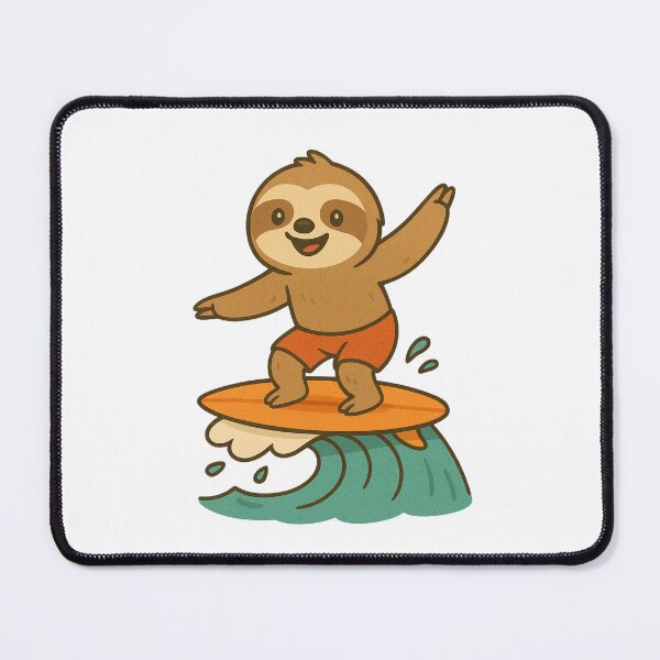 Item preview, Sloth surfing the waves in illustrated cartoon designed and sold by adesignworld.
