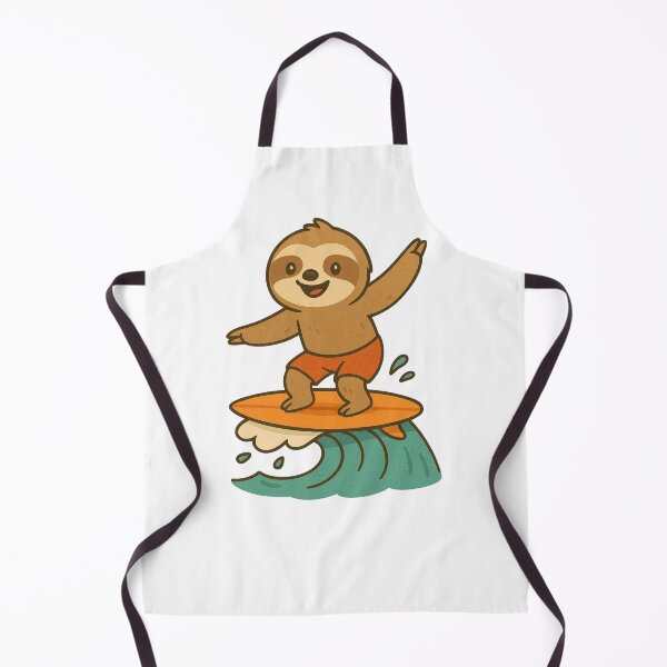 Item preview, Sloth surfing the waves in illustrated cartoon designed and sold by adesignworld.