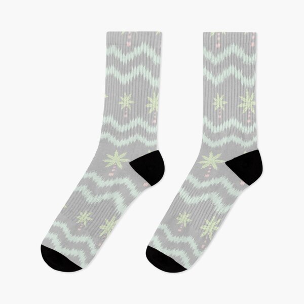 Item preview, Minimal Pastel Palm Tree Ikat Seamless Pattern on Soft Grey Background – Tropical Summer Decor designed and sold by Kreatienizta.