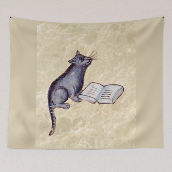Item preview, "The Cat and the Book", medieval painting, 5th century AD designed and sold by PatronesKawai.