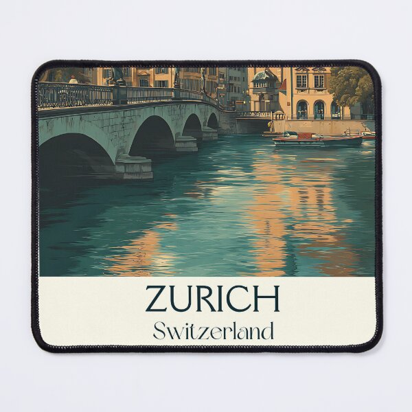 Item preview, Zurich Poster – Moonlit Riverfront & Cathedral Silhouettes designed and sold by TuncGK.