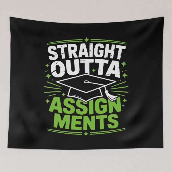 Item preview, Straight Outta Assignments – Funny Graduation Design designed and sold by Vexel Studio.