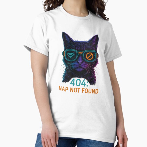 Item preview, 404: Nap Not Found – Cyberpunk Cat with Neon Goggles designed and sold by ClearSkyThreadz.
