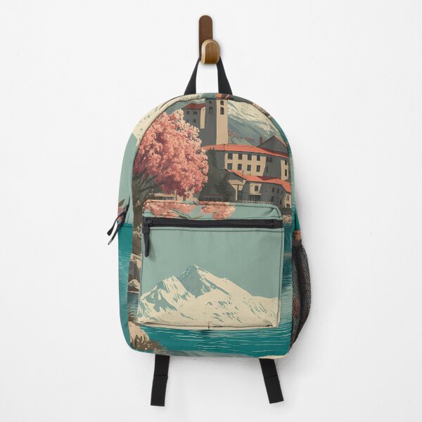 Item preview, St. Moritz Poster – Alpine Lake & Snowy Elegance with Spring Blossoms designed and sold by TuncGK.