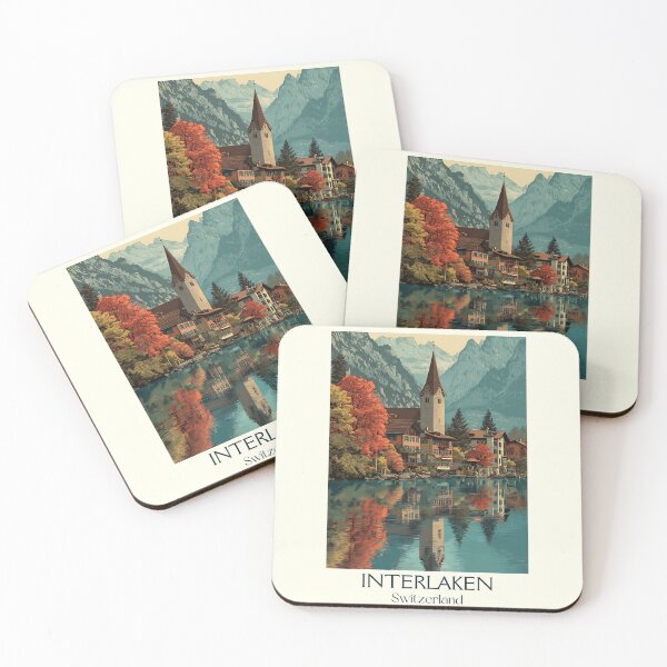 Item preview, Interlaken Poster – Storybook Chapel & Lakeside Forest Views designed and sold by TuncGK.