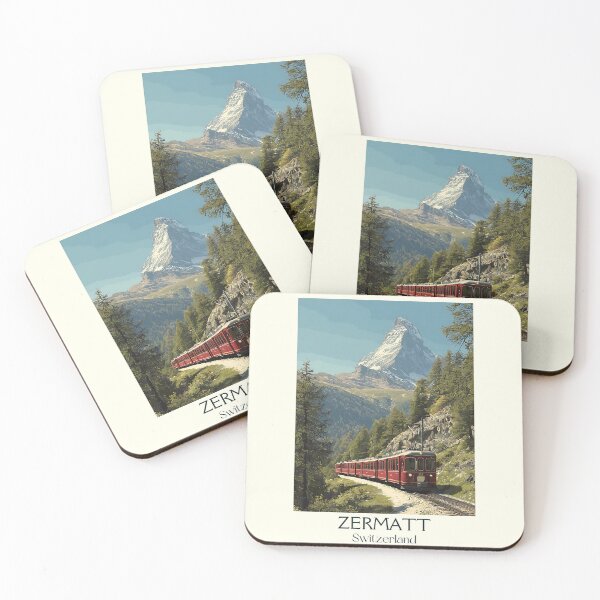 Item preview, Zermatt Poster – Red Alpine Train & the Majestic Matterhorn designed and sold by TuncGK.