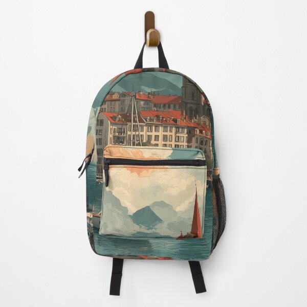 Item preview, Lausanne Poster – Sunset Cityscape & Lakeside Majesty designed and sold by TuncGK.