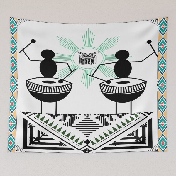 Item preview, Stick Figures Ethnic Drummers designed and sold by BrightrDayMusicArt.