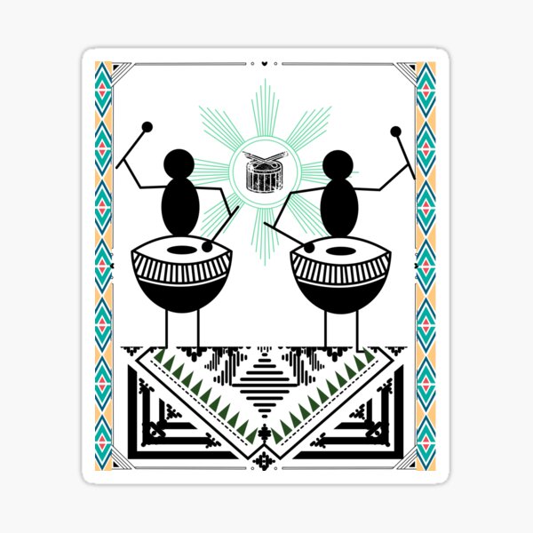 Item preview, Stick Figures Ethnic Drummers designed and sold by BrightrDayMusicArt.