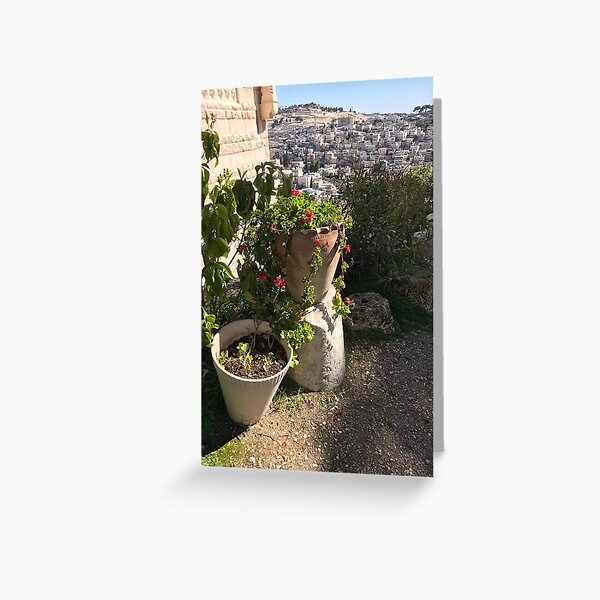 Item preview, Olive Plant Overlooking City of Jerusalem Israel Greeting Card designed and sold by Rolographics1.