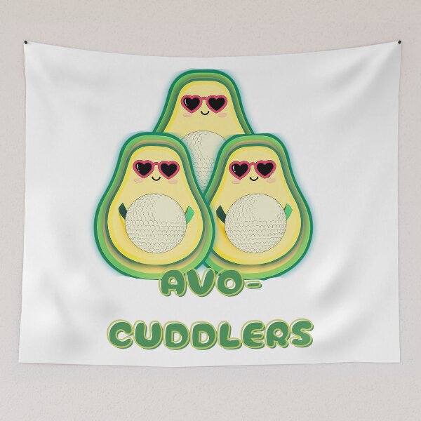 Item preview, Avo-Cuddlers: A Heartfelt Bunch - Adorable Avocado Invitation for a Warm Embrace art print designed and sold by skim3080.