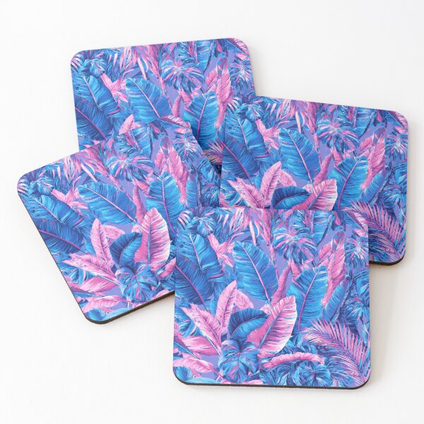 Item preview, Vibrant Tropical Leaves in Blue and Pink designed and sold by TheOctopusRage.