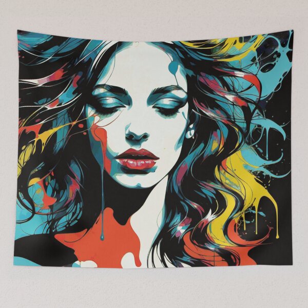Item preview, Young Woman, with paint splashes of various colors. a good hair day. designed and sold by I-Desire.
