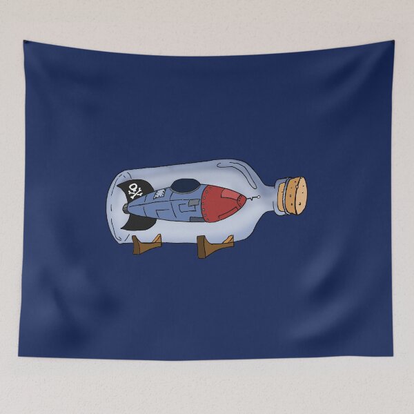 Item preview, Cartoon Spaceship in a Bottle – Retro Whimsy from Outer Space with a Twist designed and sold by BatavianBrew.