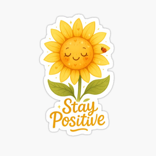 Artikel-Vorschau von Bleiben Sie positiv Sonnenblume inspirierendes Zitat, designt und verkauft von Rushurban.