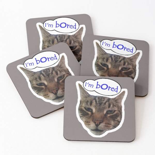 Item preview, Bored Cat (with "I'm Bored" speech bubble) designed and sold by BatavianBrew.