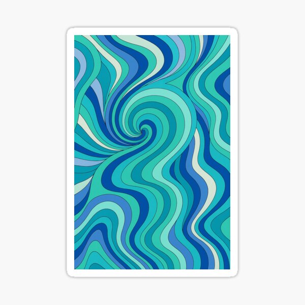 Item preview, Retro Turquoise Blue Psychedelic Wave Pattern designed and sold by weirdfishes123.