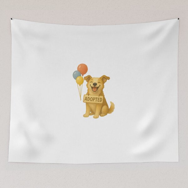 Item preview, Happy Adopted Dog with Balloons Illustration designed and sold by G-M-Creations-.
