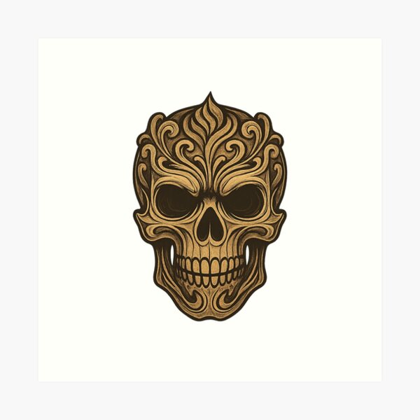 Item preview, Golden Shadow – Tribal Skull in Baroque Style designed and sold by KnlDsgn.