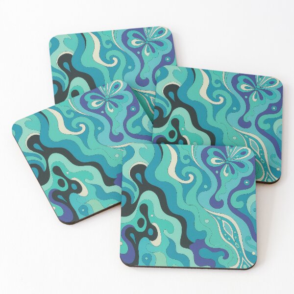 Item preview, Retro Teal Psychedelic Butterfly Swirl Pattern designed and sold by weirdfishes123.
