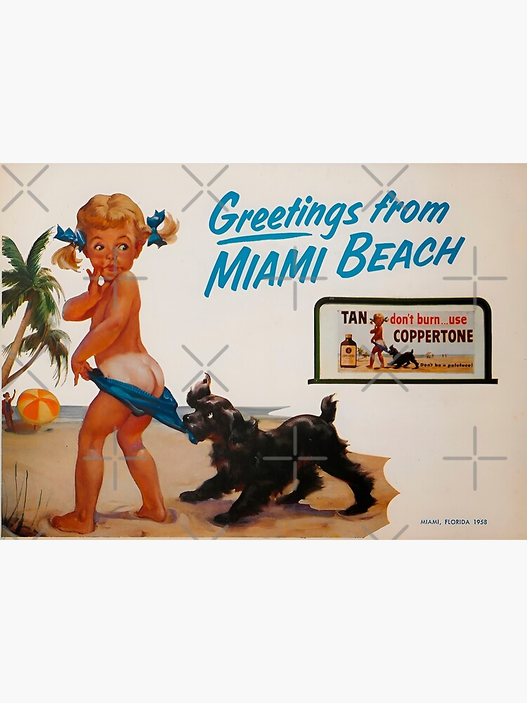 Thumbnail 3 of 3, Poster, Retro Beach Girl with Dog – 1950s Summer Beach Vibes designed and sold by blackink-design.