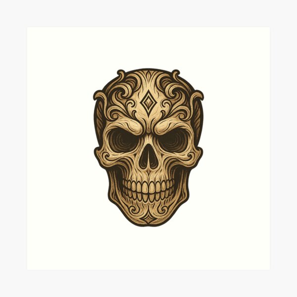 Item preview, Cursed Elegance – The Ornamental Skull with Demon Eyes designed and sold by KnlDsgn.