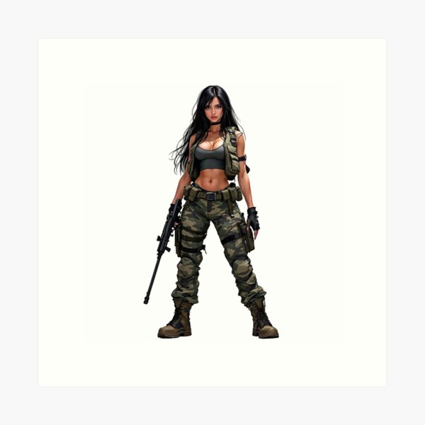 Item preview, Combat Girl | Tactical Beauty in Camo Gear designed and sold by NovaProArt.