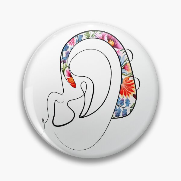 Item preview, Hearing Aid Line Art with Oil Paint Flower Print designed and sold by spooniecentral.