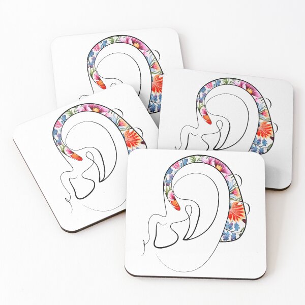 Item preview, Hearing Aid Line Art with Oil Paint Flower Print designed and sold by spooniecentral.
