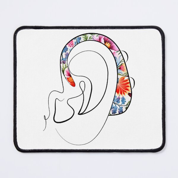 Item preview, Hearing Aid Line Art with Oil Paint Flower Print designed and sold by spooniecentral.