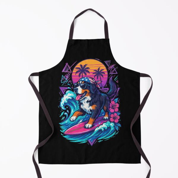 Item preview, Bernese Mountain Dog Surfer Wave Summer Retro designed and sold by TomFrontierArt.