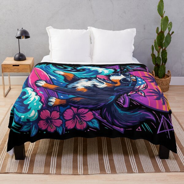 Item preview, Bernese Mountain Dog Surfer Wave Summer Retro designed and sold by TomFrontierArt.