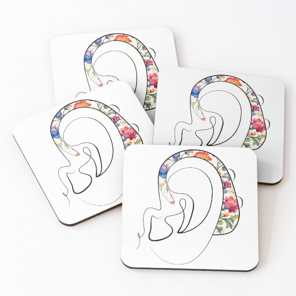 Item preview, Hearing Aid Line Art with Delicate Flower Print designed and sold by spooniecentral.