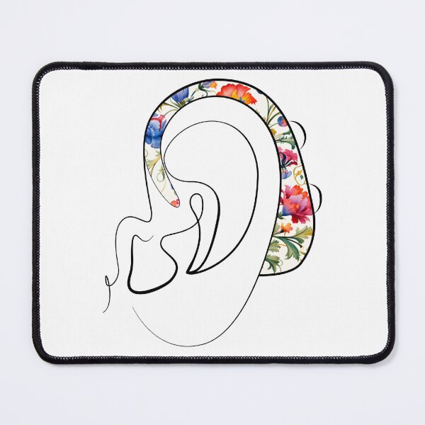 Item preview, Hearing Aid Line Art with Delicate Flower Print designed and sold by spooniecentral.