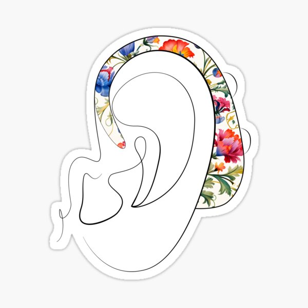 Item preview, Hearing Aid Line Art with Delicate Flower Print designed and sold by spooniecentral.