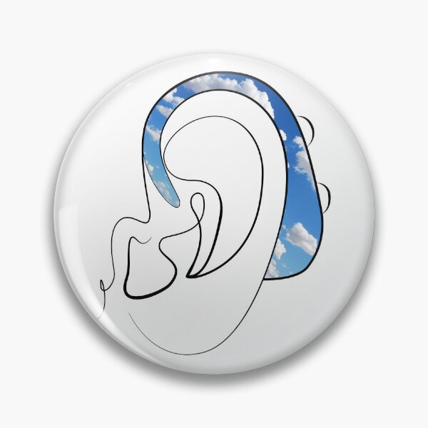 Item preview, Hearing Aid Line Art with Blue Sky and Clouds designed and sold by spooniecentral.