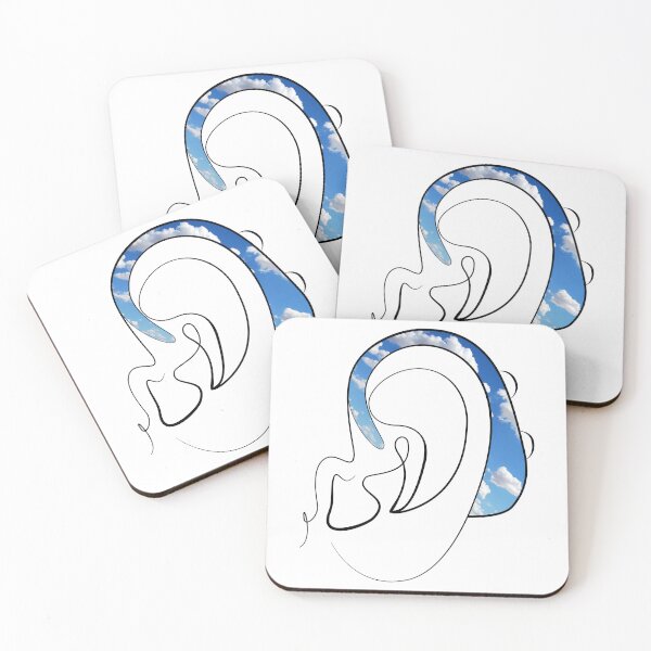 Item preview, Hearing Aid Line Art with Blue Sky and Clouds designed and sold by spooniecentral.