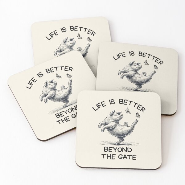 Item preview, Lispe Pig Vintage Country Farm Animal Life is Better Beyond the Gate  designed and sold by Lispe-Designs.